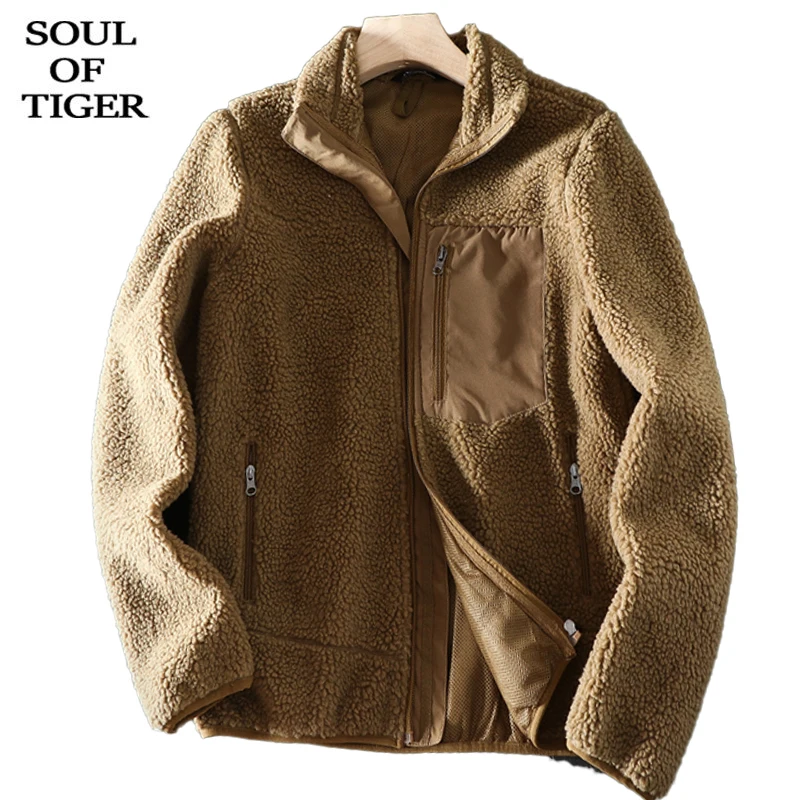 

SOUL OF TIGER 2021 модная Корейская Стиль уличная Мужская повседневные меховые теплые ботинки на молнии куртки мужские винтажные свободные Панк па...