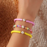 bohemia ethnic style summer beach shell tassel bracelets for women colored soft ceramic clay bracelets for jewelry gifts