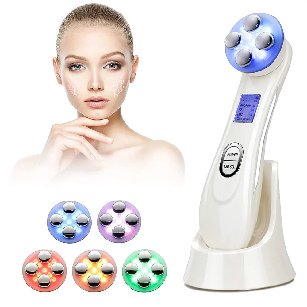 

6 In 1 RF Radio Frequency Facial Beauty Device+Ultrasonic Infrared Face Body Slimming Skin Firming Massager Anti Aging Wrinkle