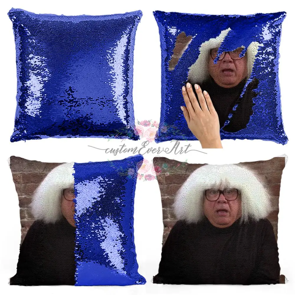 Подушка с блестками и париком Дэнни ДеВито | Наволочка Двухцветная подушка