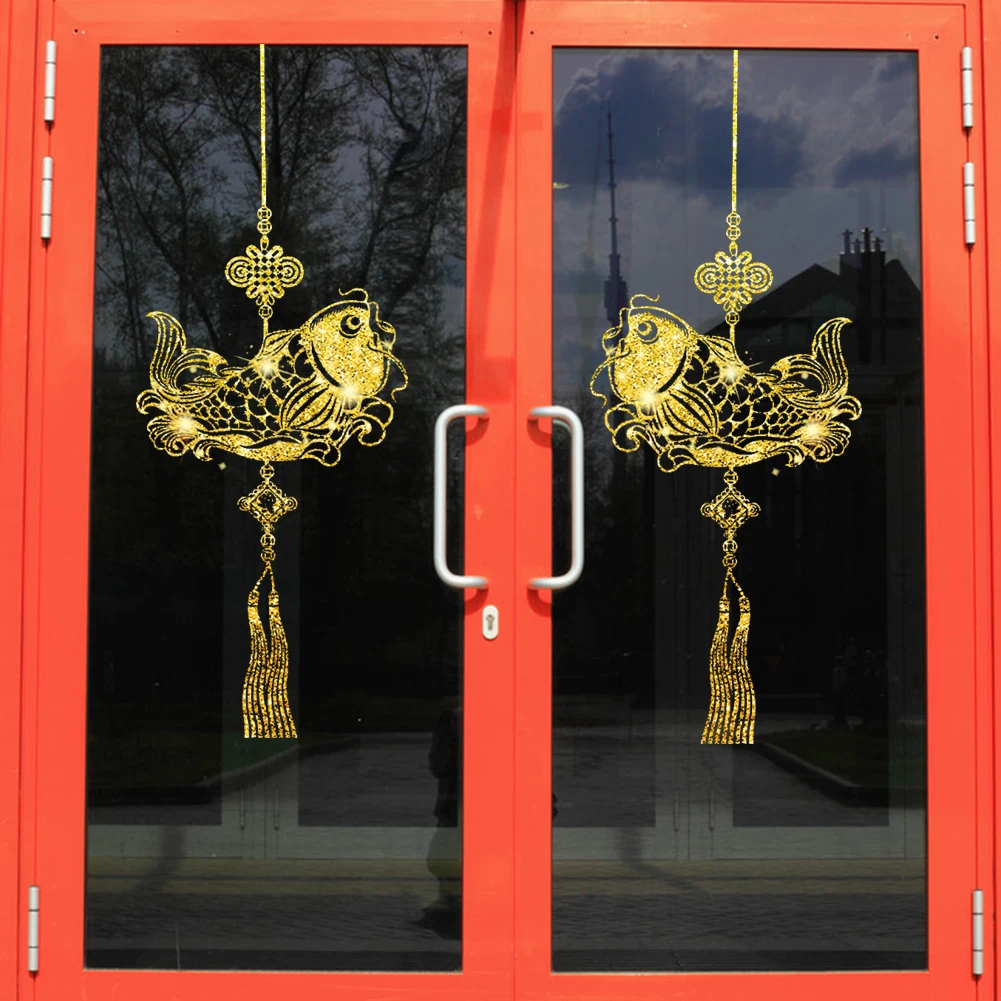 Классические Золотые узлы новогодние наклейки на стену с благословениями для