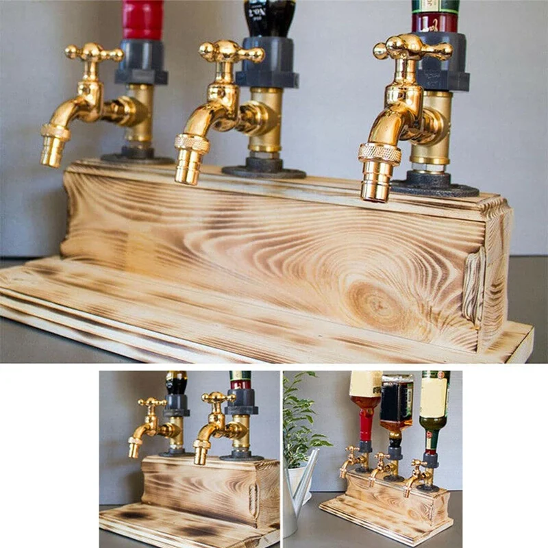 

Whiskey Wood Dispenser,Fathers Day Liquor Whiskey Wood Dispenser Faucet Shape for Party Dinner