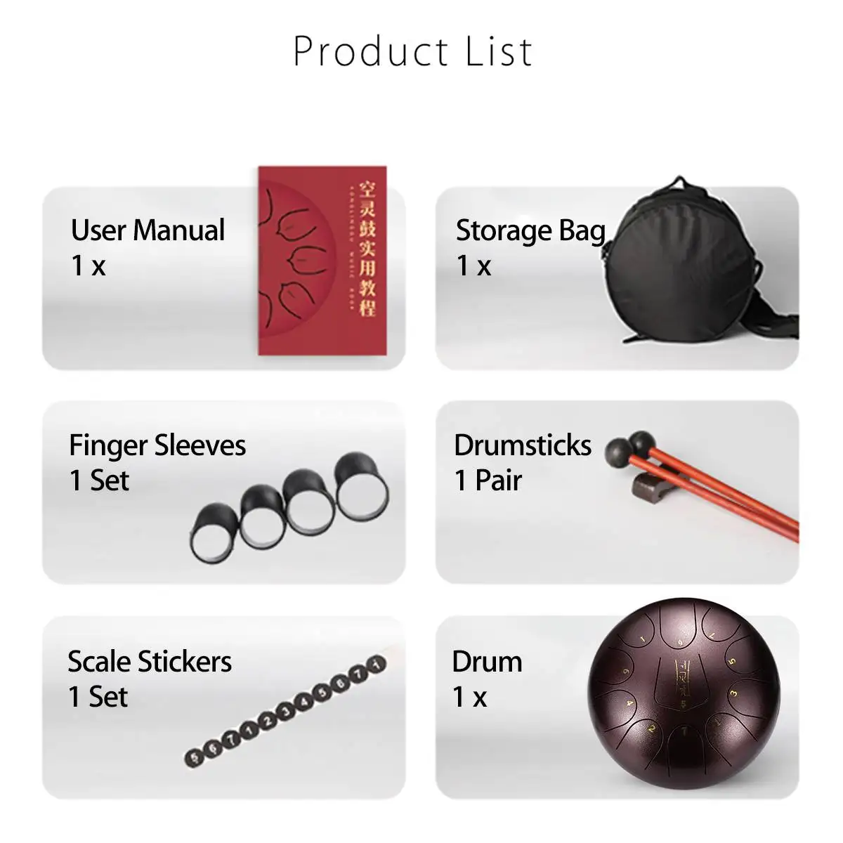 

D Major Tongue Drum 10 inch Handpan Drum Steel Tongue Drum Pad Tank Sticks with Carrying Bag Musical Percussion Instruments