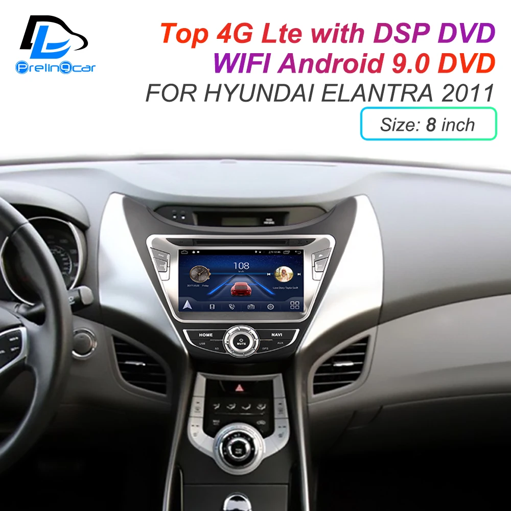 Android 9,0 DSP 4G Lte мультимедийный dvd-плеер для hyundai elantra 2008 2011 лет автомобильный монитор Радио Стерео навигационная система