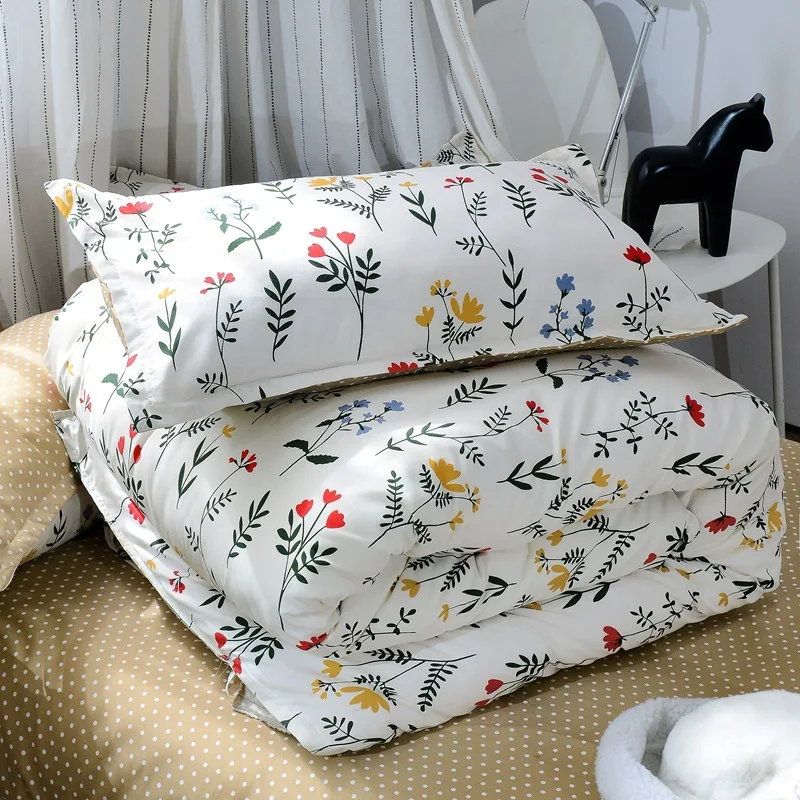 

2020 new home bedding grey heart Duvet cover set super king bedclothes stripe flat sheet Adults bedding cotton set bed linen set