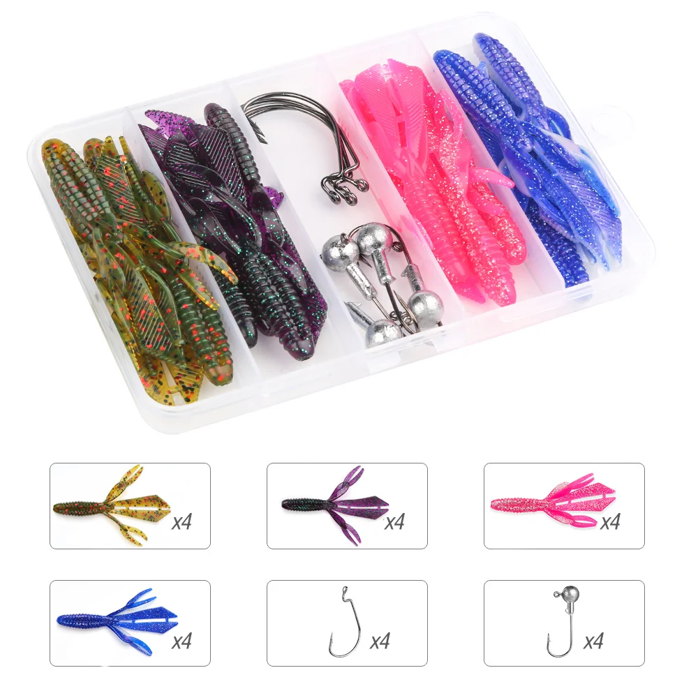 

HXC 16/Box Forked Tail Soft Worm Fishing Lure Silicone Bait 89mm 3.3g Swimbait Wobblers Fishing Accessories Tackles
