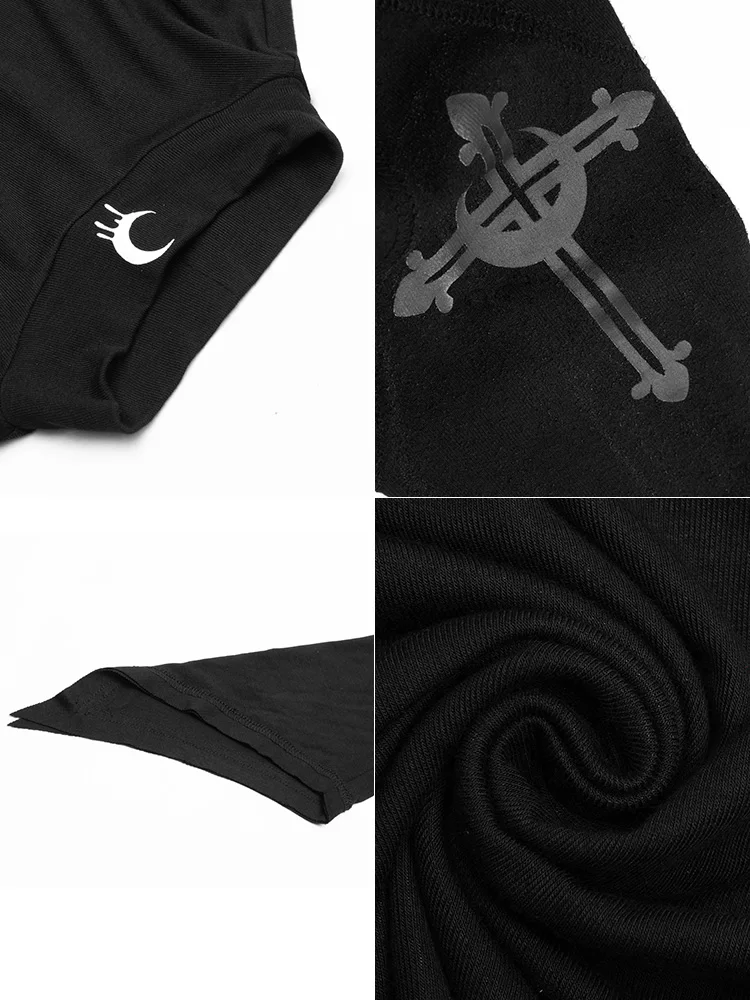 Панк рейв женские готы Луна печатных высокой шеи Сверкающее с рукавами футболки PT-393 Азиатский размер S-L