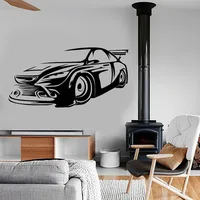 Wall Decal Sport Car Luxury Speed Vehicle Cool Home Decor for Kids Boys Bedroom Playroom Man Cave Vinyl Wall Stickers S710