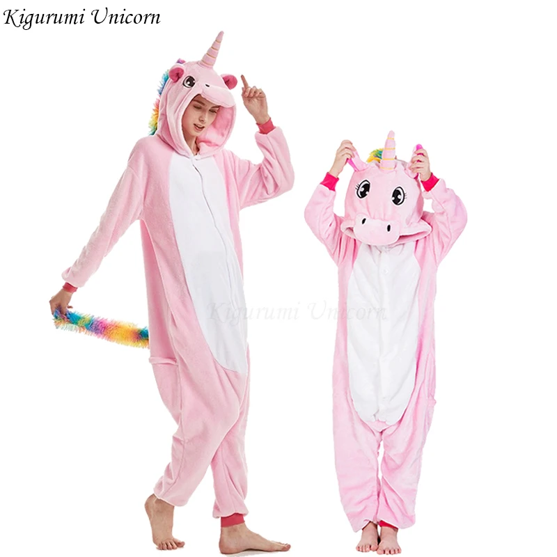 2019 New Unicorn2 Женские пижамы кигуруми с единорогом для взрослых и детей; зимняя Пижама с животными; комбинезон; женская пижама для косплея; домашняя одежда - Цвет: 2019 New Unicorn2
