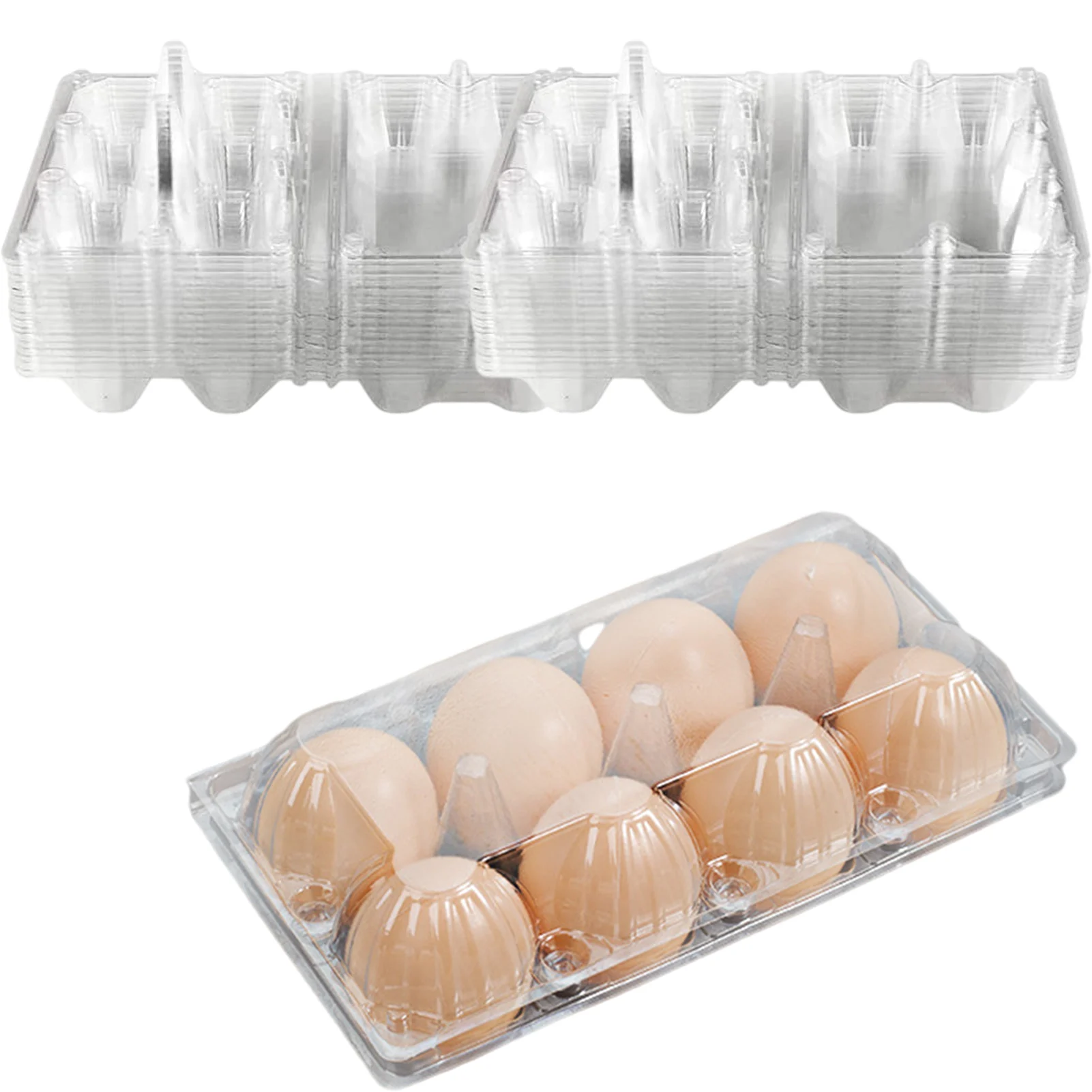 

50 Packs Clear Egg Carton Reusable Plastic Egg Trays for Family Pastured Chicken Farm Holds 4/8 /12 Eggs Cartons Bulk
