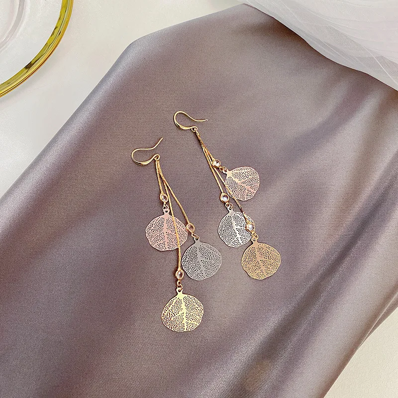 Женские серьги в виде листьев новые модные длинные Корейском стиле с кисточками
