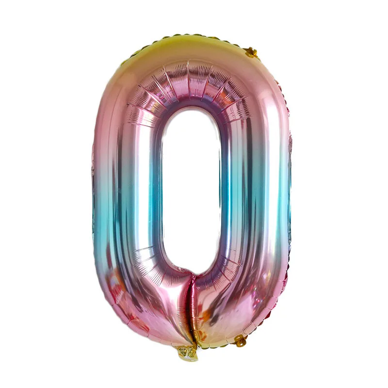 32 Inch Number Balloon Children's Birthday Party Decoration Gradient Color Aluminum Cute Digital | Дом и сад
