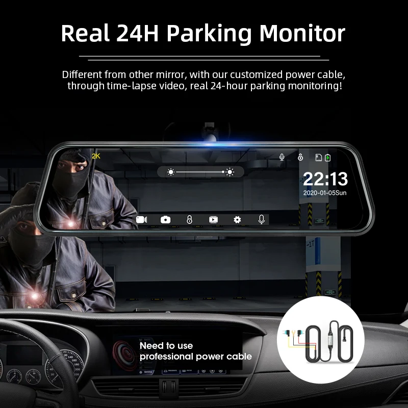 Jansite 10 &quotВидеорегистраторы для автомобилей поток сенсорный Экран 2 5 K 1440P HD