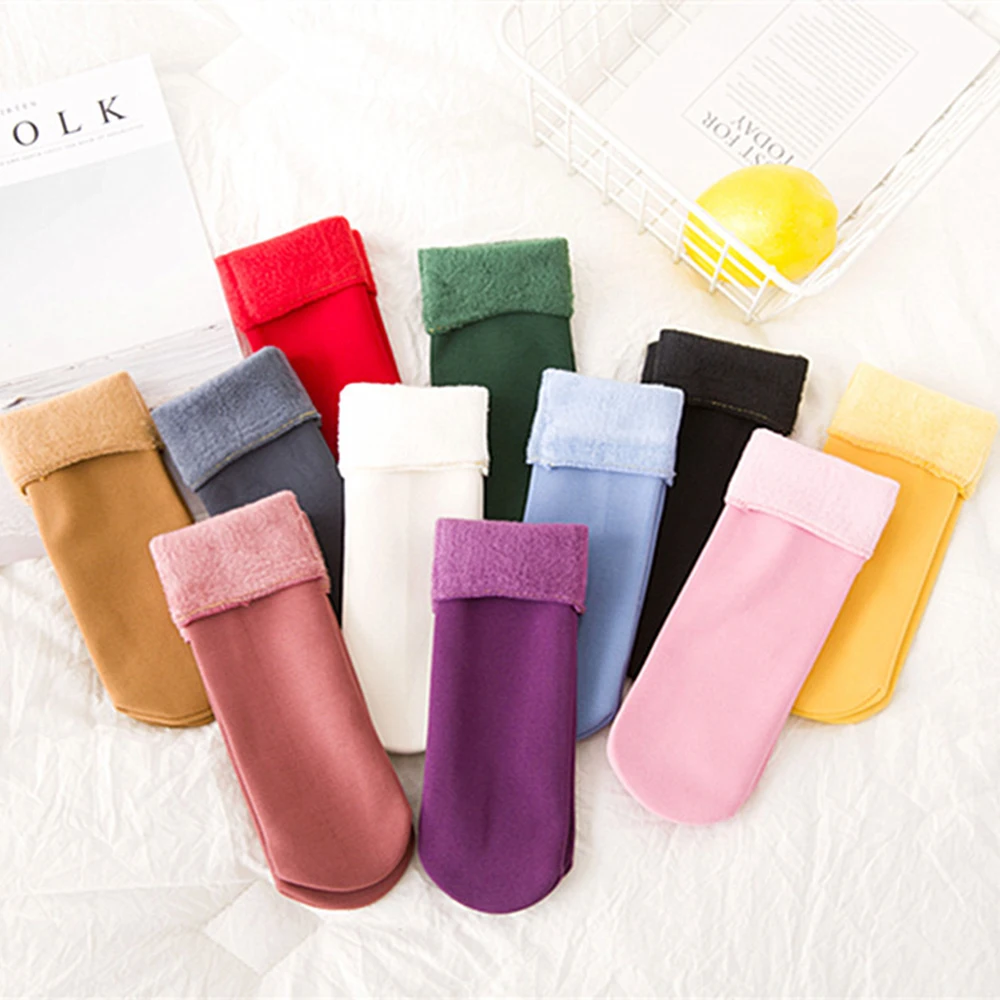 

Winter Wamer Kids Thicken Thermal Wool Cashmere Snow Socks Seamless Velvet Boots Floor Sleeping Socks for Children 3-12 Years