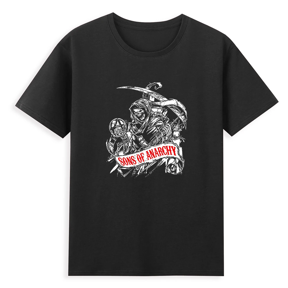 

Футболка мужская из чистого хлопка, модный топ в готическом стиле, череп мрачного Жнеца, Всесезонная рубашка в стиле Харадзюку