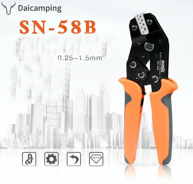 

Ratchet Terminal Crimping Pliers Wire Crimper Cutter Multitool Stripper SN-58b/6.3mm/4.8mm/2.8mm Wire Cable Crimper Stripper