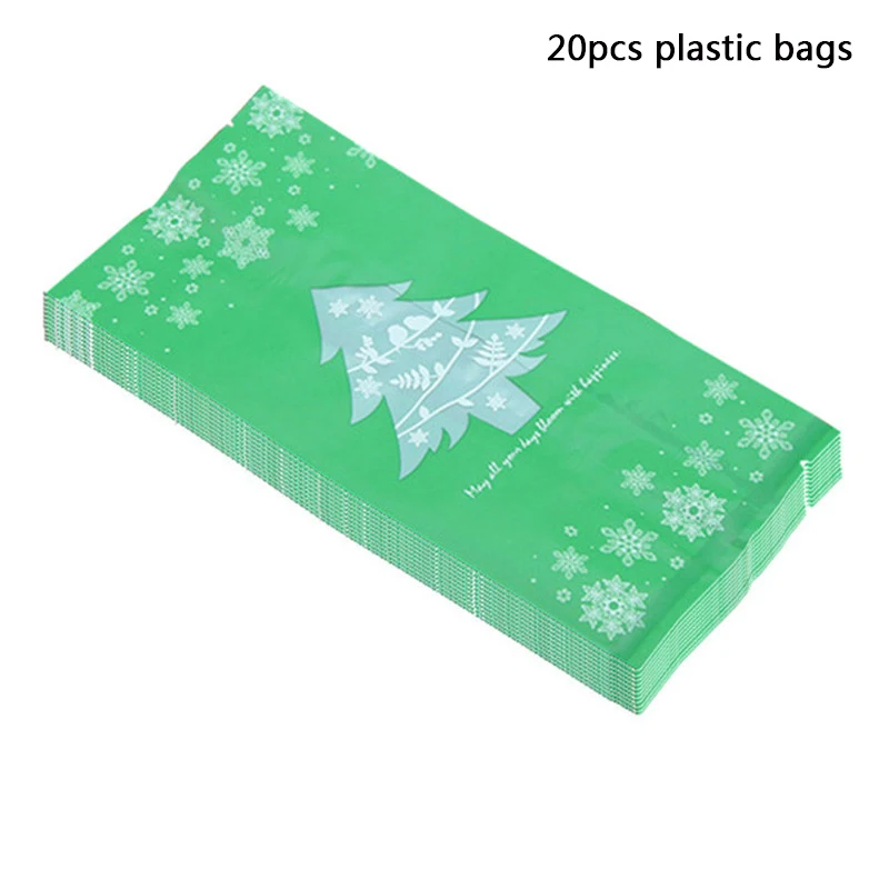 20pcs plastic bag B Веселые рождественские подарочные сумки Рождественская елка пластиковая упаковочная сумка Снежинка коробка с рождественскими конфетами новогодний спрос среди детей сумка Noel Navidad - Цвет: 20pcs plastic bag B