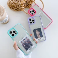 transparent phone case for iphone 13 12 11 pro max mini xs xr 7 8 se 2020 card shockproof soft tpu cover with front pc bumper