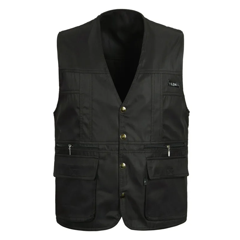 

Men's spring and autumn middle-aged and elderly vest men's both sides wear casual vest multi-pocket vest