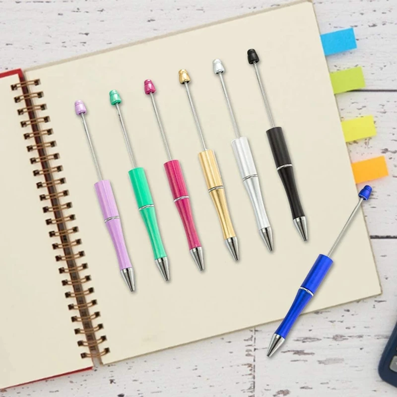 

10 Pack Plastic Beadable Pen, Diy Bead Pens Ballpoint Pen with 50 Pcs Beads, for Students Office School Supplies