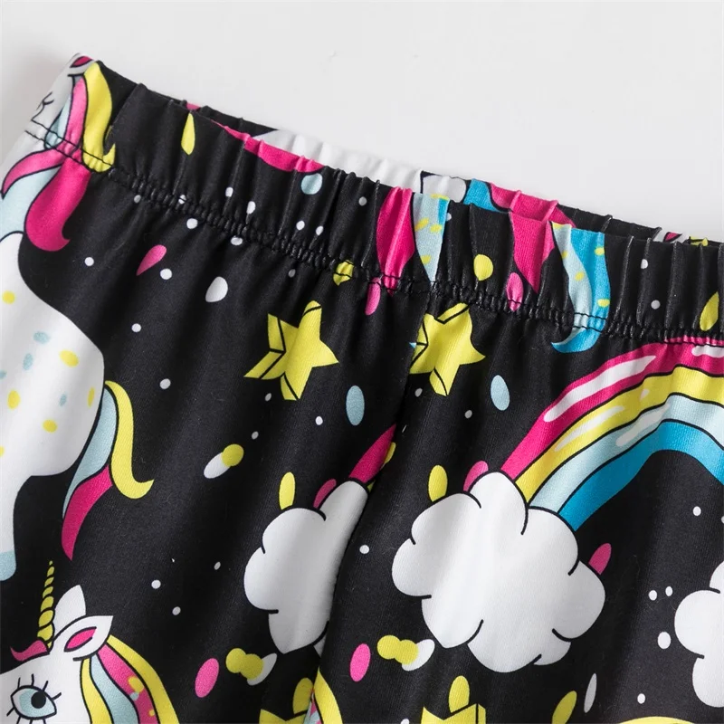 Леггинсы детские с единорогом тонкие облегающие брюки со средней талией длинные