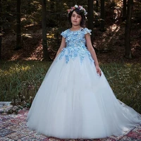 hot sale light blue aline toddler flower girl dresses princess communion birthday pageant robe de demoiselle plus