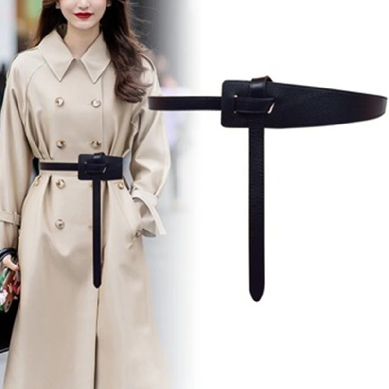 

Female Fashion Belt Wide Leather Corset Belt for Women Thin Knotted Black Waistband Skirt Coat Clothing Accessories