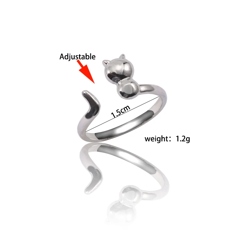 

Cute Animal Ring Kawaii Cat Adjustable Rings For Women Boho Anime Vintage Jewelry Cocktail Party Rings Gift Drop Shipping