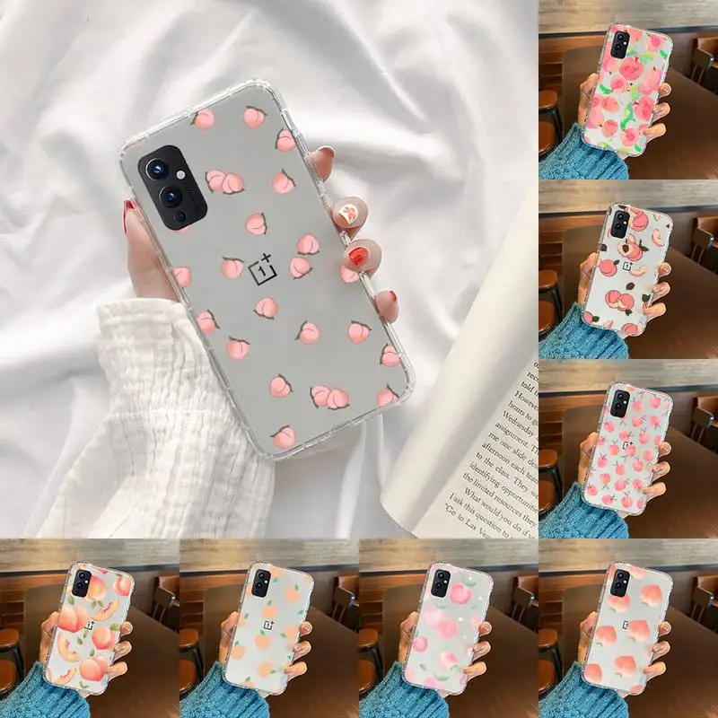 

peach Phone Case Transparent For OnePlus 9 8 7 7t 8t Oppo find X3 X2 reno5 Vivo X60 X50 Pro MeiZu 17 16XS
