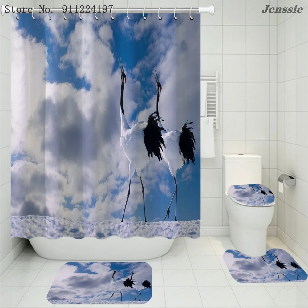 

4 шт., занавески для душа с рисунком белого крана