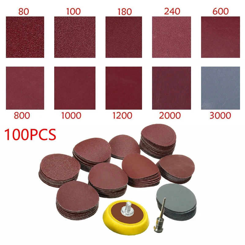 

100 PCS 25mm Sanding Discs Pads Kit 80-3000 Grit 1/8 Tool Holder Set for Polishing Tools High-quality Wide Range of Use