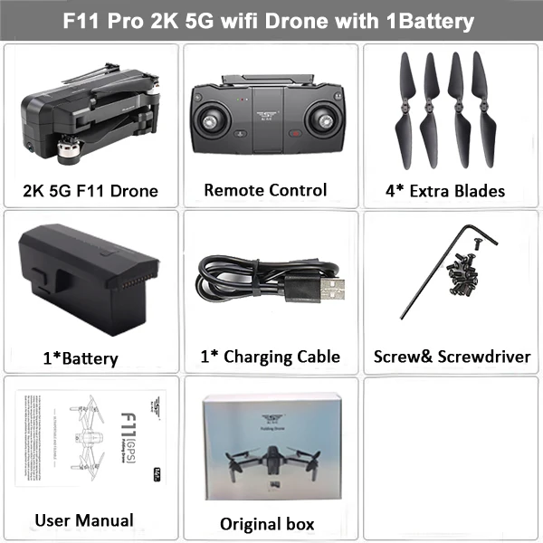 F11 PRO 2K 1B BX SJRC F11 PRO gps Радиоуправляемый Дрон с 2K широкоугольной камерой дроны 5G Wifi FPV 28 мин бесщеточный летный Квадрокоптер вертолет селфи Дрон - Цвет: F11 PRO 2K 1B BX