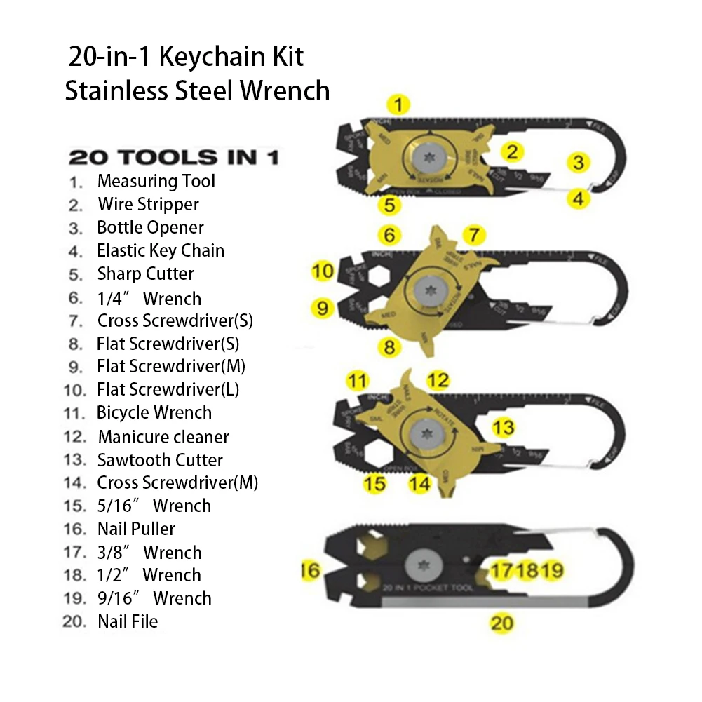 

Multi-functional KeychainWrench Screwdriver Portable Screwdriver EDC Outdoor Keychain Multi-functional Accessories