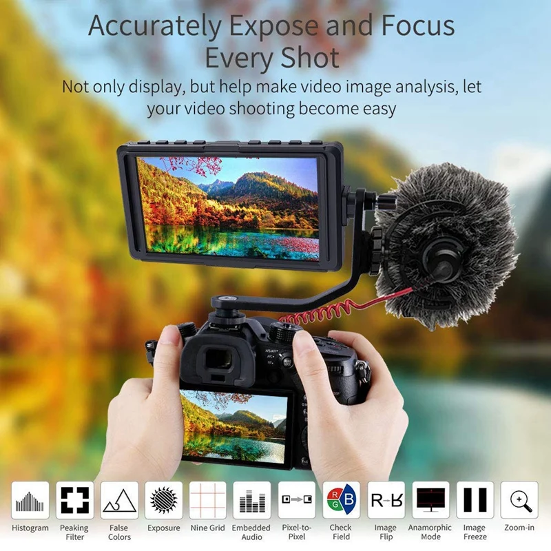 

F5 5 Inch Dslr On Camera Field Monitor Small Full Hd 1920x1080 Ips Video Peaking Focus Assist With 4K Hdmi 8.4V Dc Input Output