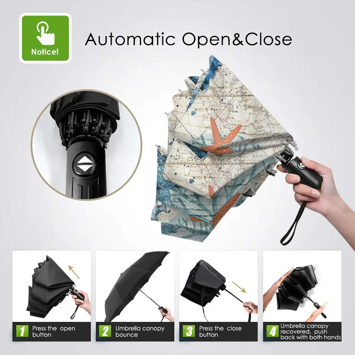 Online Resistente Al Vento Pieghevoli Donne Ombrello Automatico Auto Teal Ocean Sea Horse Antivento Ombrelli Da Pioggia Per Gli Uomini Parasole