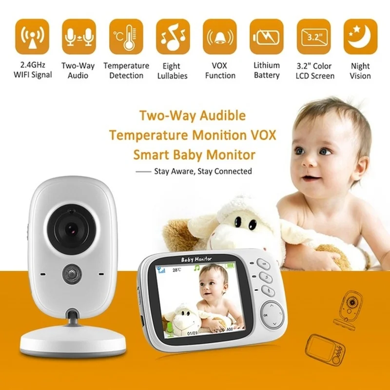 

INQMEGA 3.2 Inch Baby Monitor Wireless Video Surveillance Camera Intercom Baby Nanny Lullaby Temperature Monitoring baby phone