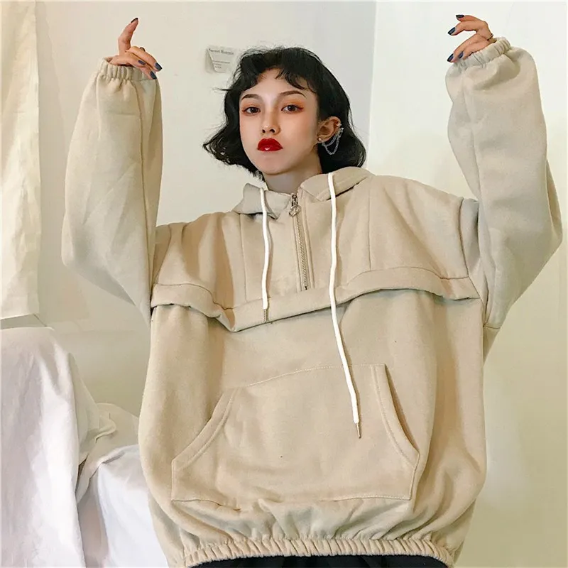 Корейские женские плотные бархатные теплые мягкие толстовки с капюшоном простые