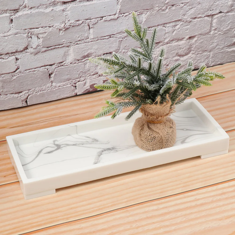 

Marble Pattern Storage Trays Bathroom Stand Trays Toilet Tank Storage Tray for Home Hotel (White)