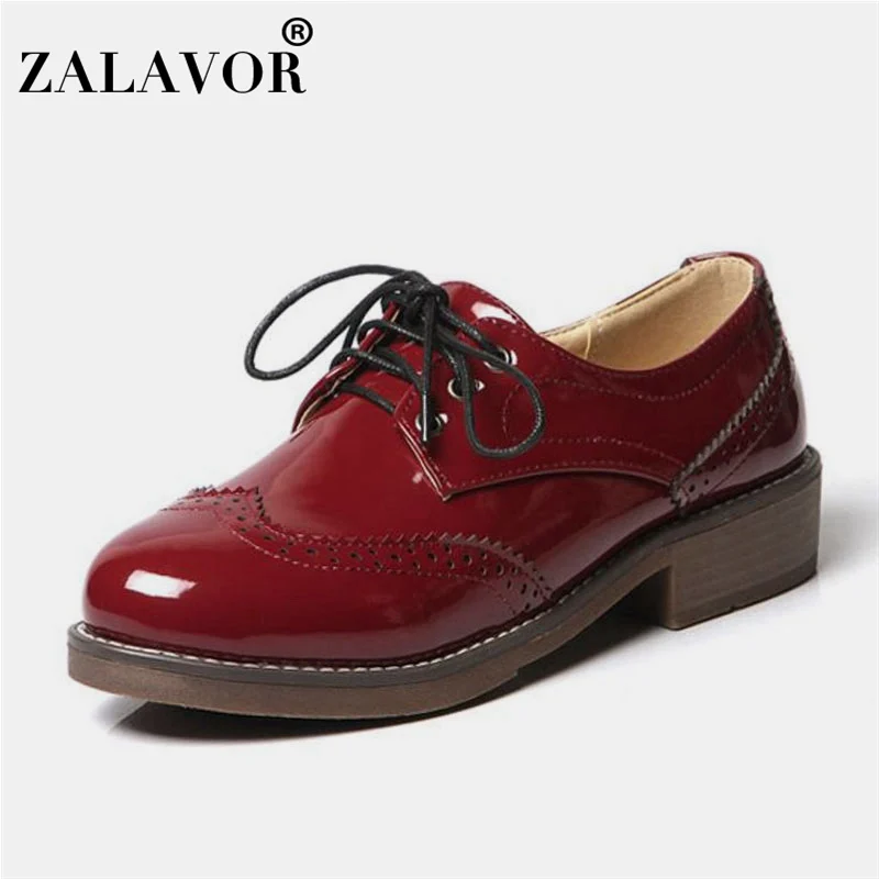 ZALAVOR/Женская обувь на плоской подошве в английском стиле винтажные Туфли