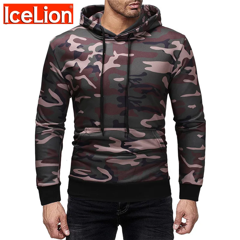 

IceLion 2021 Hoodies Men Long Sleeve Hooded Camouflage Sweatshirts Men Fashion Loose Pullover Sportswear Slim Fit Tracksuit