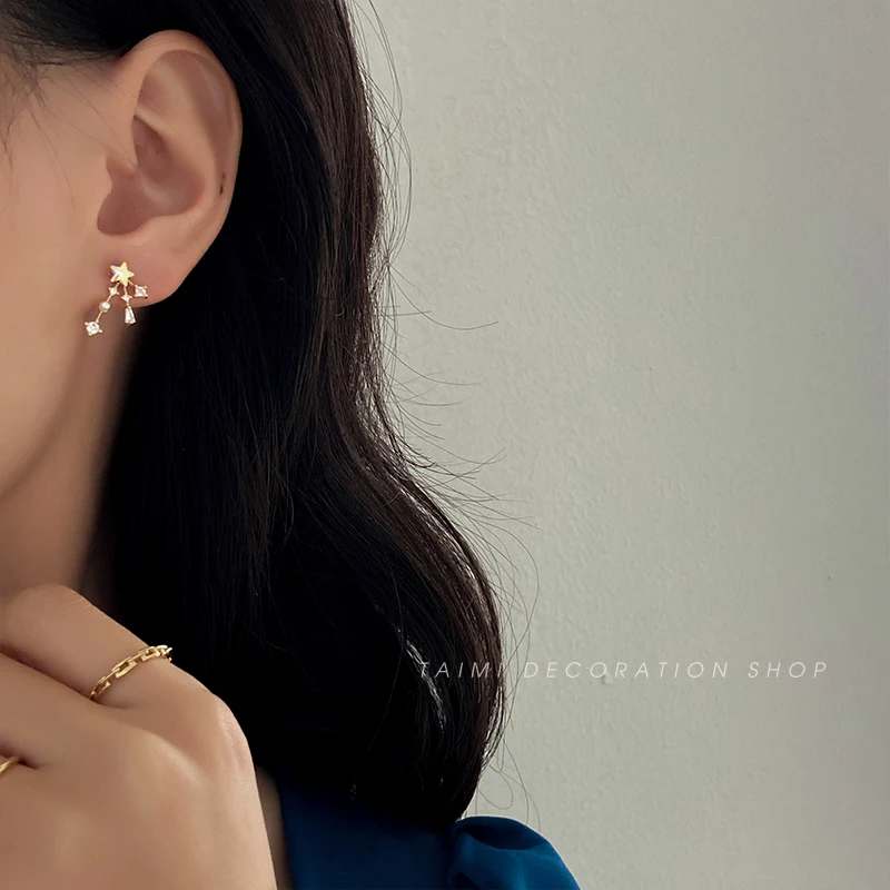Изысканные циркониевые серьги со звездой для женщин новинка 2021 модные жемчужные