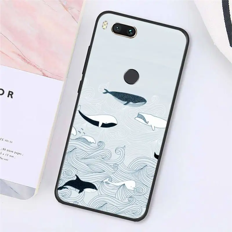 

Killer Whale Orca Watercolor Phone Cases For Xiaomi Redmi note 7 8 9 t k30 max3 9 s 10 pro lite Luxury brand shell funda coque