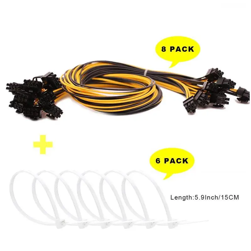 8 шт 6 PIN PCIe Express to (6 + 2) (25 дюймов) New18AWG 6pin 8pin кабель Папа папа для GPU/PSU breakout board GPU
