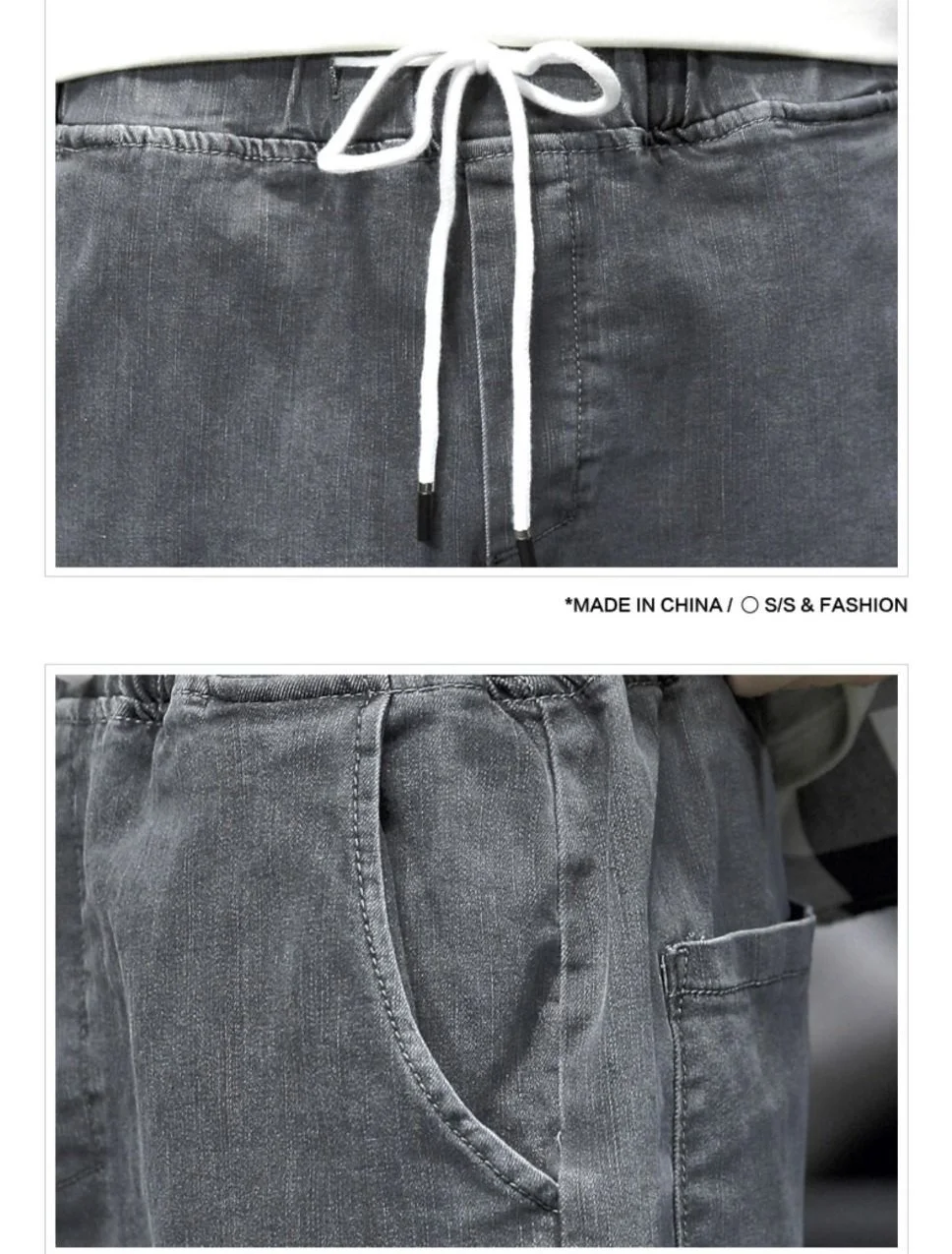 Gray Vintage Jeans Men Korean Baggy Harem Trousers Denim Male Ankle Length Jogger Pants Leisure Cargo Pants Men Bottoms Jeans