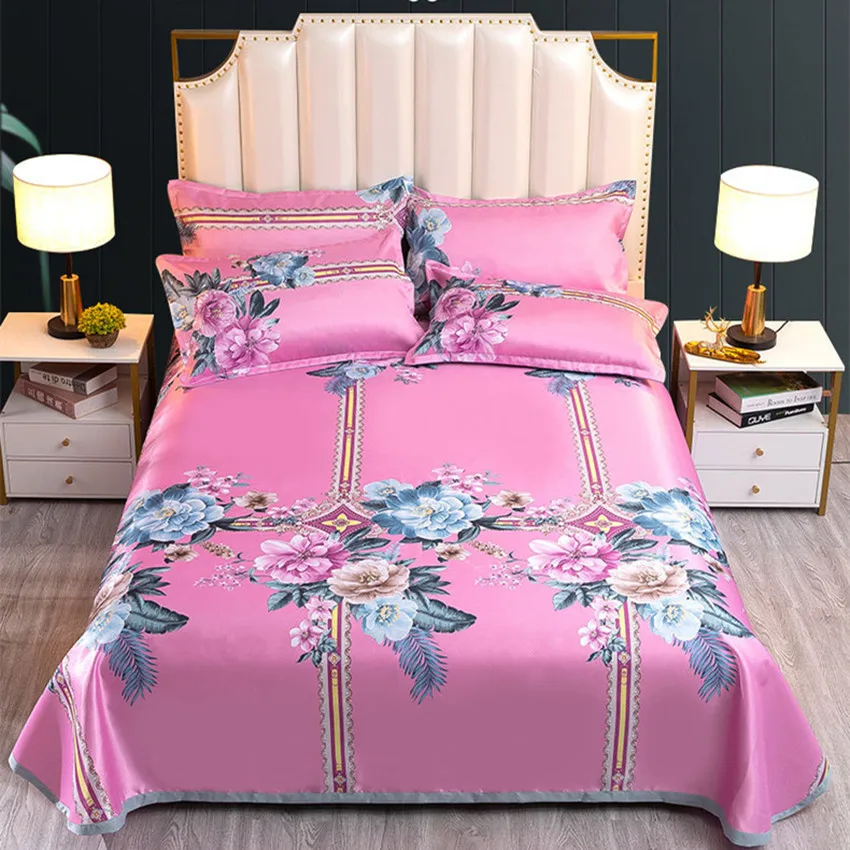 

Bedspread King Size Summer Mat and Pillowcase 3pcs Set Washable Bed Sheet Soft Ice Silk Bedsheet Air Conditioning Bed Spreads