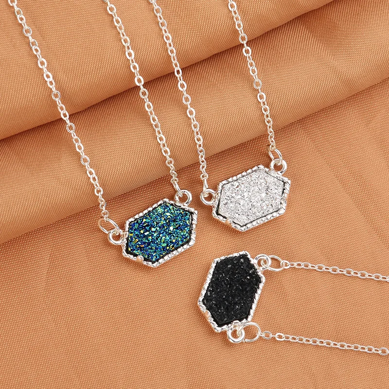 14 цветов Druzy Drusy ожерелье модное овальное из искусственного камня позолоченное