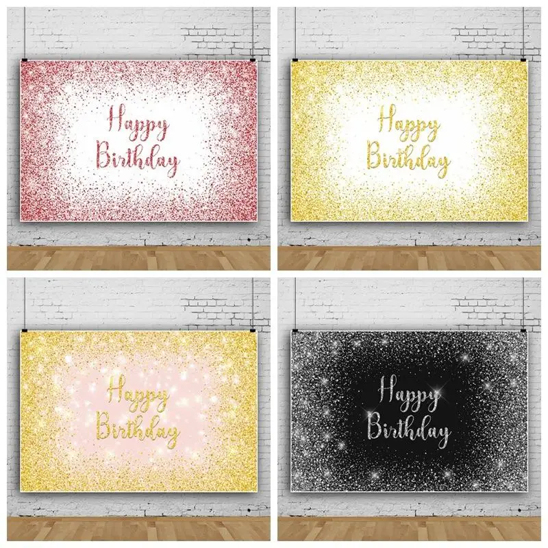 

Золотистый Блестящий Фон для фотостудии с надписью "Happy Birthday Вечерние