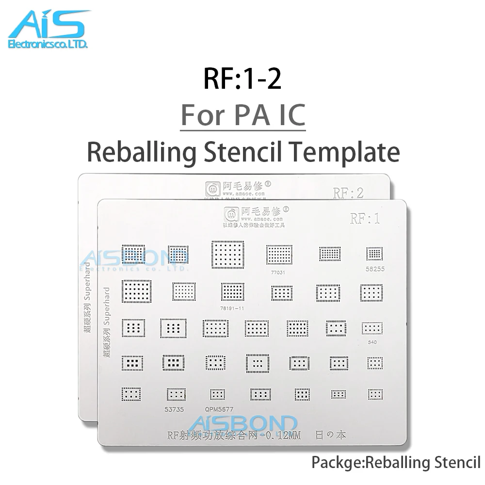

Amaoe RF 1 2 Reballing Stencil Template For Mobile Phone 77916 77643 77656 HI6D21 V7643 VC7916 77040 77032 PA Power Amplifier IC