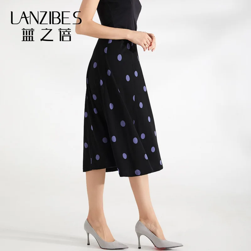 Женские юбки темно синего цвета в горошек шелковая креповая юбка с цветочным