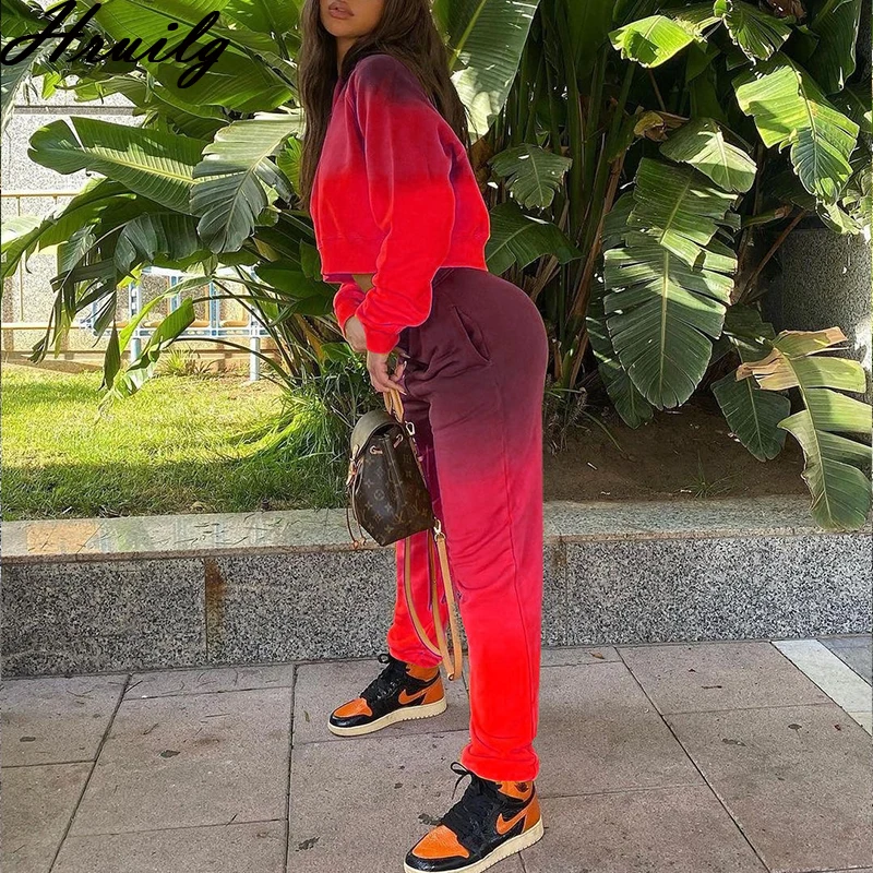 

Tracksuits Women Set Printing Elastic Waist Fashion Lounge Wear Pocket Exposed Navel 2 Piece Outfits for Women Pants and Tops